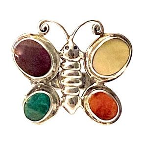 950 Sterling Silver Butterfly Ring Gemstone